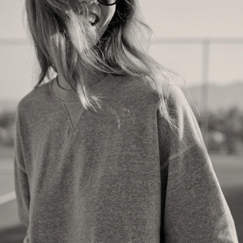 BUCK MASON Vintage Interloop Oversized Crew Heather Grey M